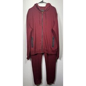 M SOCIETY Men’s XL Adults Zip Hoodie & Sweatpants Joggers Set Burgundy New